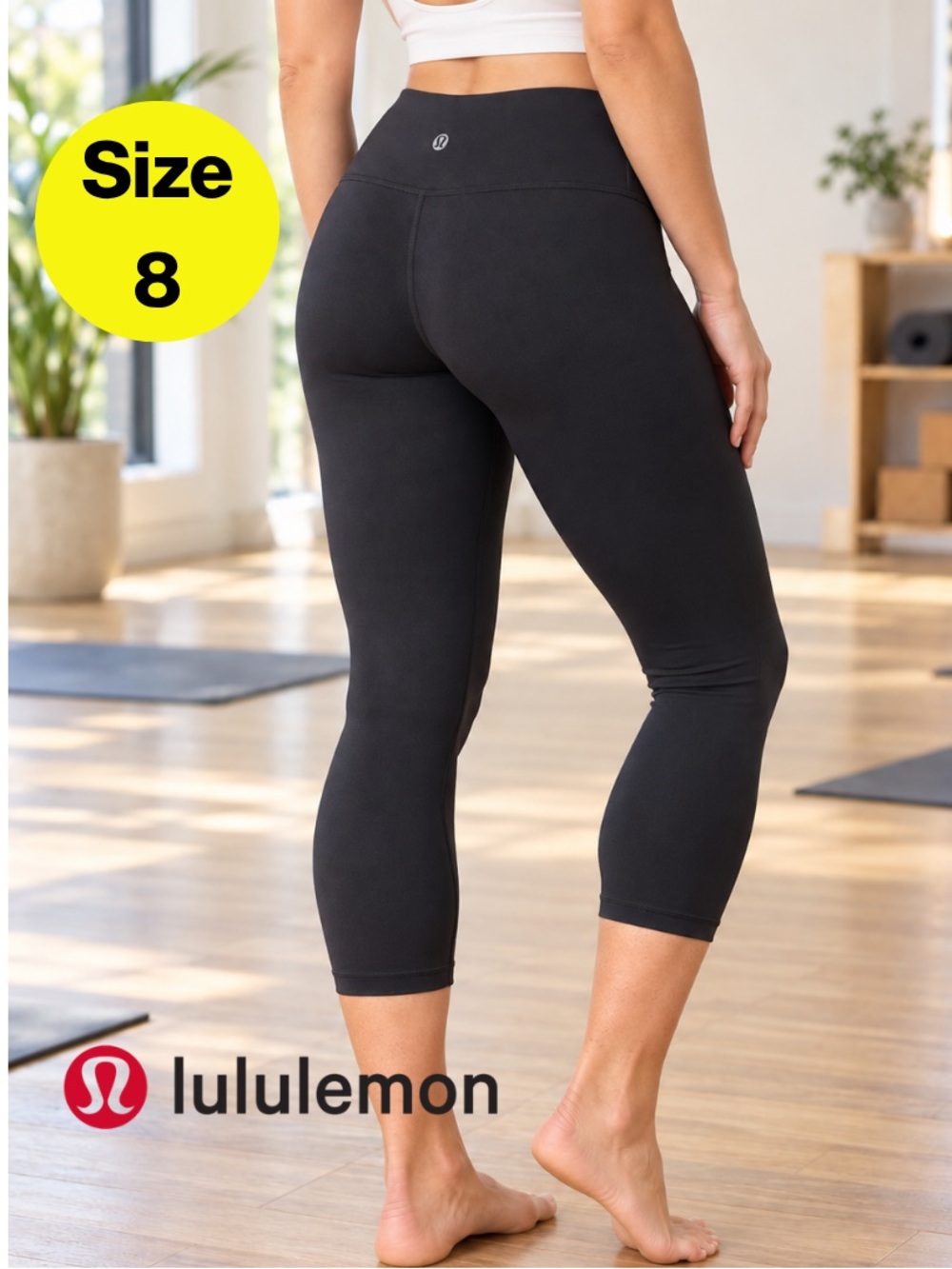 LULULEMON 🖤 Black High-Rise, Stretchy, Athletic Capri Leggings (Women’s 8)